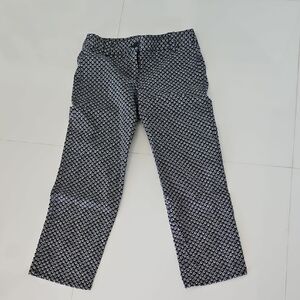 LOFT Black And White Geometric Pattern Cropped Pants Size 4